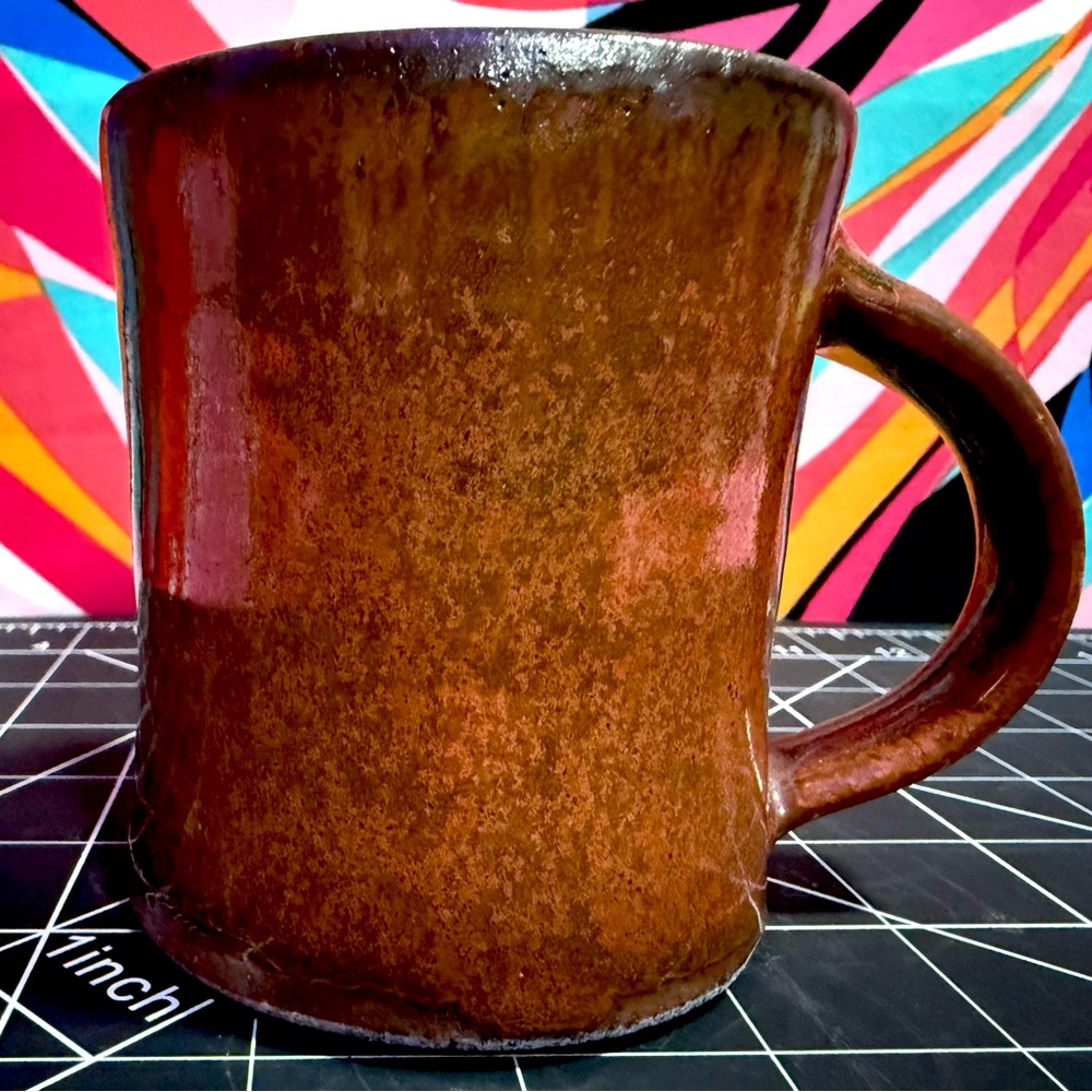 Hand Thrown Studio Art Pottery Mug Artist Signed Unique Drip Glaze